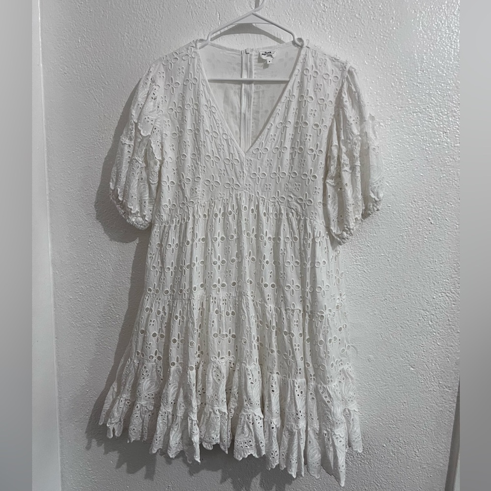 Place White Eyelet Dress with Ruffle Hem